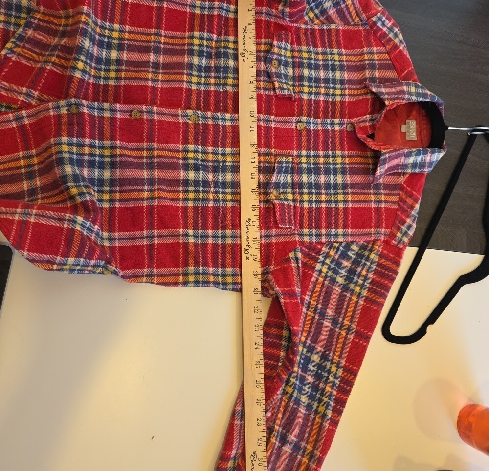 ESPRIT Sport Vintage Red Plaid Button-Up Flannel Shirt - Picture 7 of 15